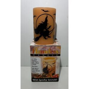 Everlasting Halloween Witch LED Flameless Flickering Wax Candle w /spooky sounds